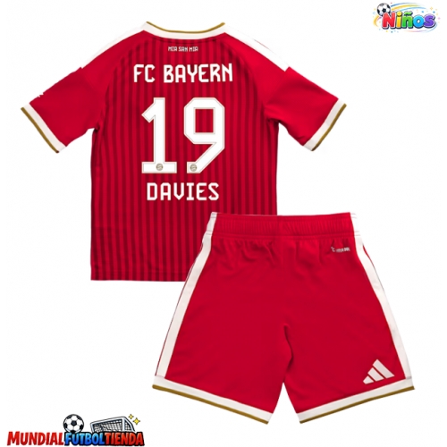 Camiseta Bayern Munich Alphonso Davies #19 Primera Equipación Replica 2026-27 para niños mangas cortas (+ Pantalones cortos)